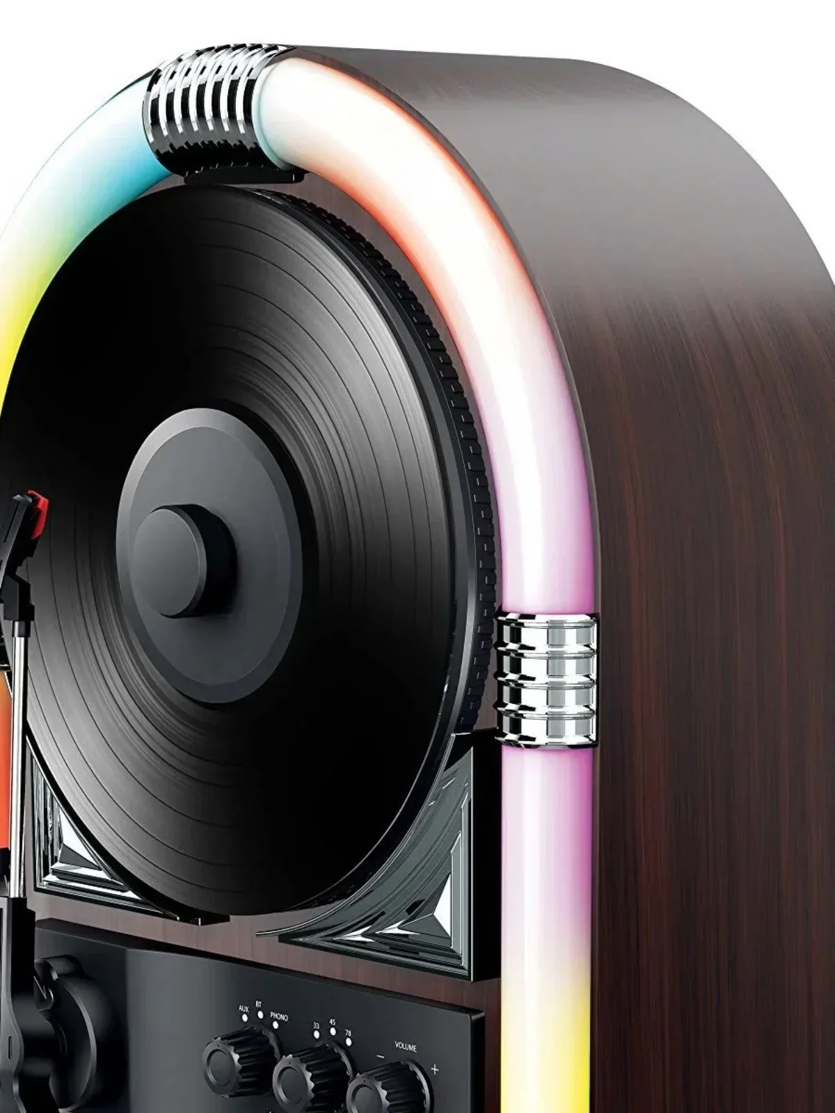 Gold Seller Vinyl record player Bluetooth retro floor jukebox shape color-changing LED light imported Hot sales