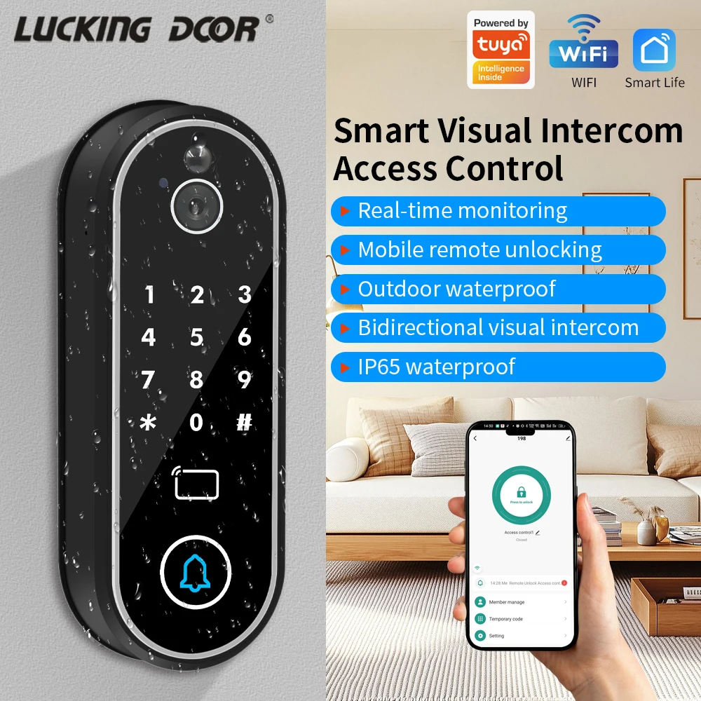 Smart Rfid NFC IP65 Access Control Keyboard Zigbee HD Visual Intercom Rfid Keys Access Control For Home Safety Support Tuya App