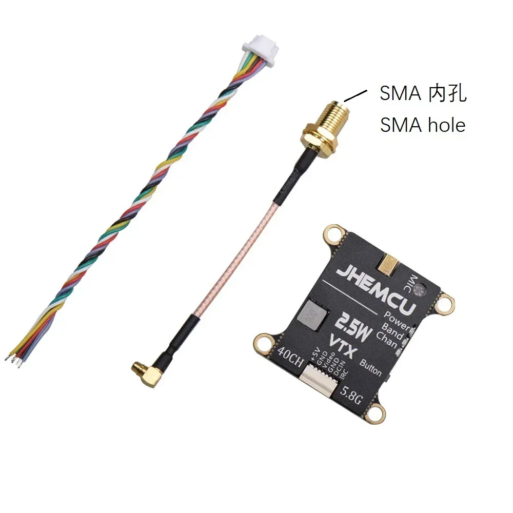 2.5W VTX 5.8G 40CH Adjustable FPV Transmitter Built-in Microphone Heat Sink 2-6S FPV Transmitter VTX