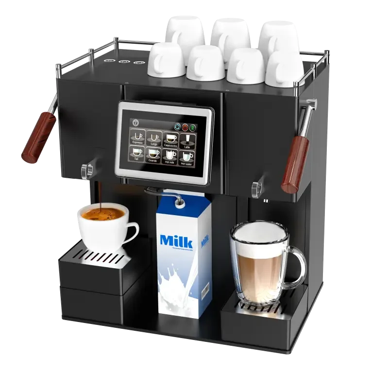 Household Smart Coffee Maker Twin Brewing Group Self Service Coffee Bean Roaster Making Machine