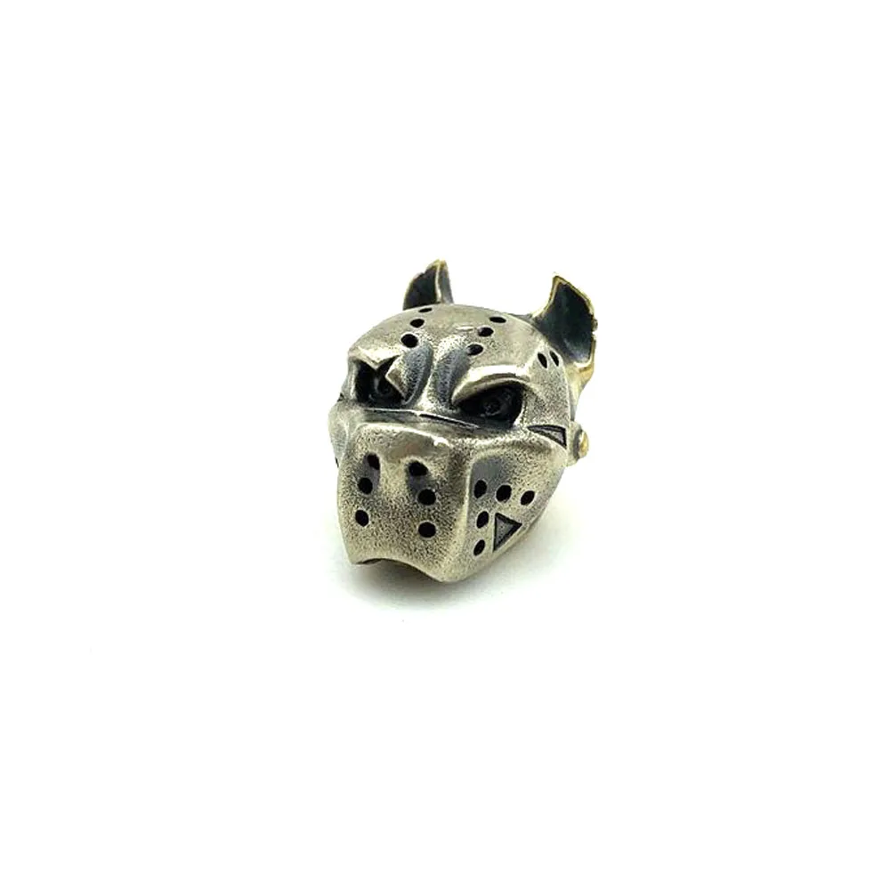 1 X Outdoors DIY Tools EDC White Brass Dog Head Knife Beads Lanyard Pendants Key Rings Accessories