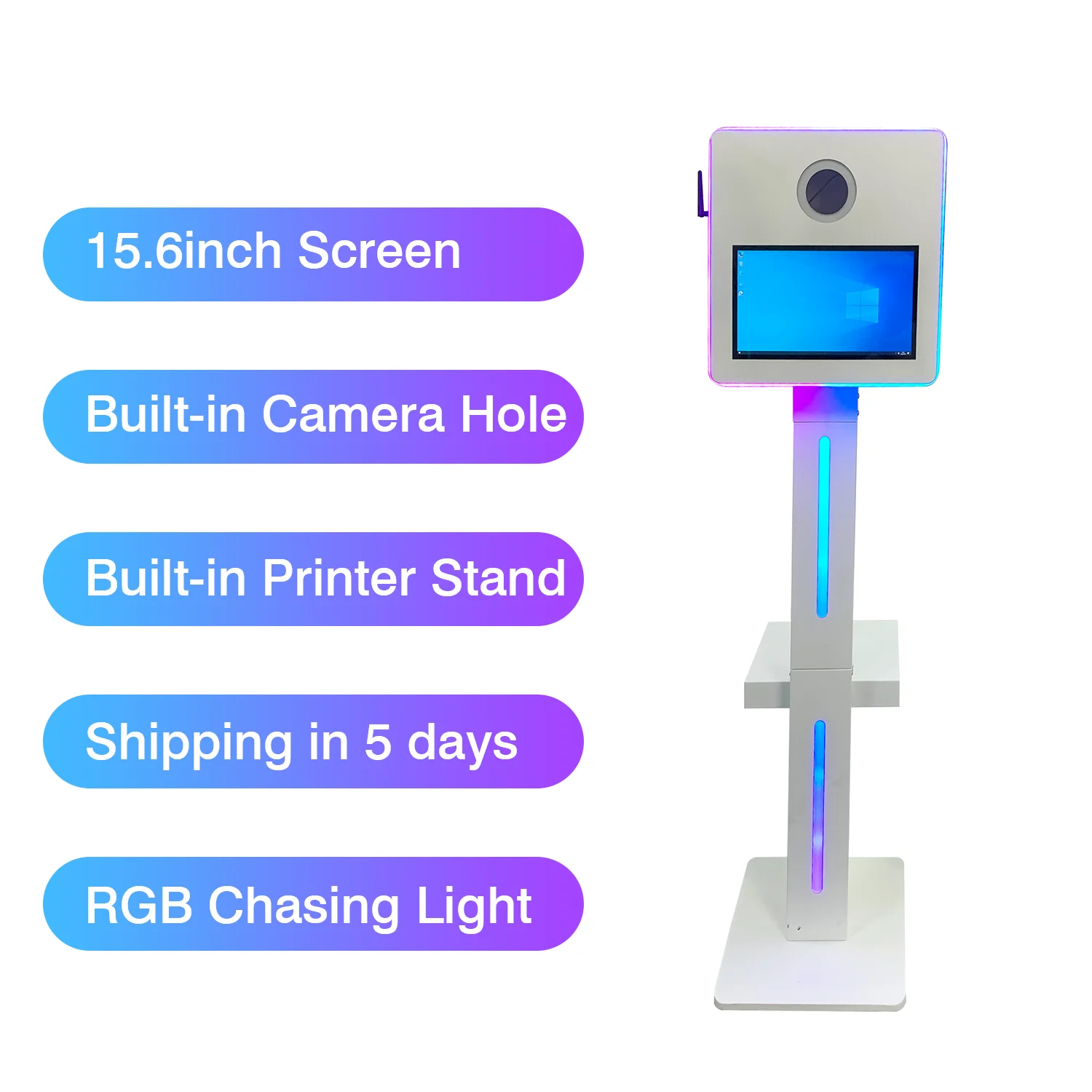 Rossmine Portable Split DSLR Photo Booth Camera RGB Lighting Aircraft-Grade Metal Construction Remote/Manual Control Selfie