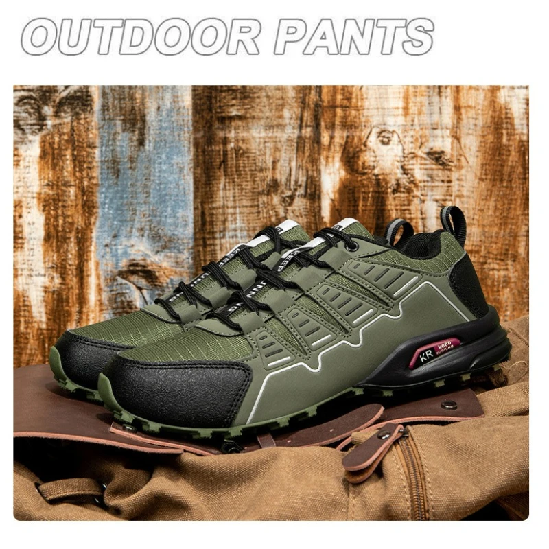 Men Waterproof Hiking Shoes Lightweight No-Slip Outdoor Cross-Country Running Shoes Men Comfortable Hiking Travel Shoes for Man