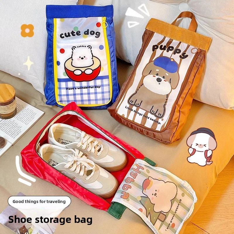 Cute Puppy Storage Bags For Shoes Plastic Portable Travel Shoe Organizer Waterproof Travel Tote Bags Luggage Dividers