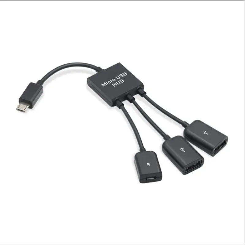 Newest 3 in 1 Micro USB Type C HUB Male to Female Double USB 2.0 Host OTG Adapter Cable For Smartphone Computer Tablet 3 Port