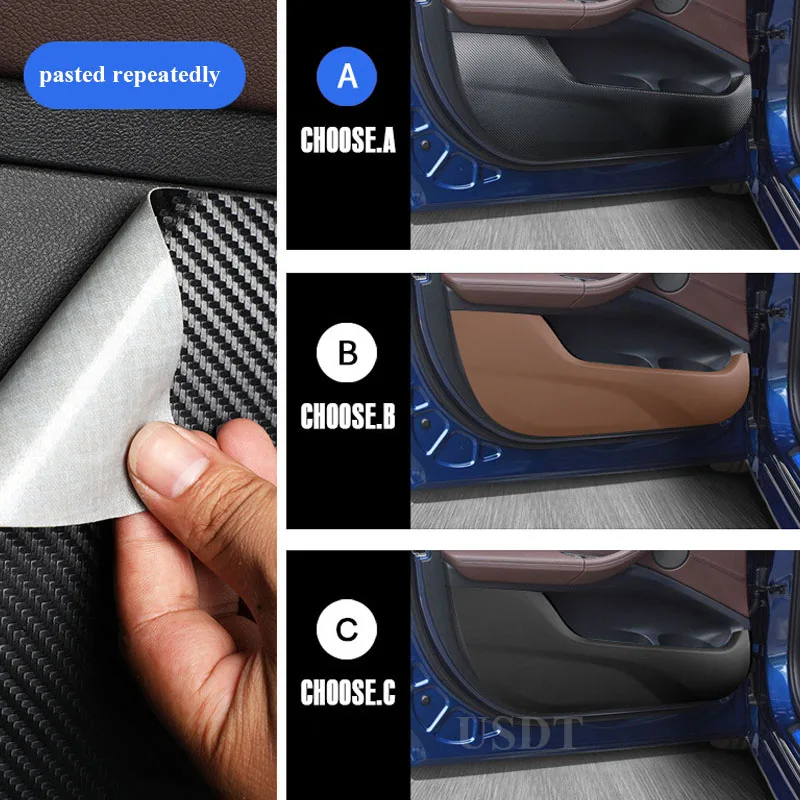 Car Door Anti Kick Mat Leather Carbon Fiber Sticker For BMW MINI Cooper F54 F55 F56 F57 F60 R56 R60 Car Accessories
