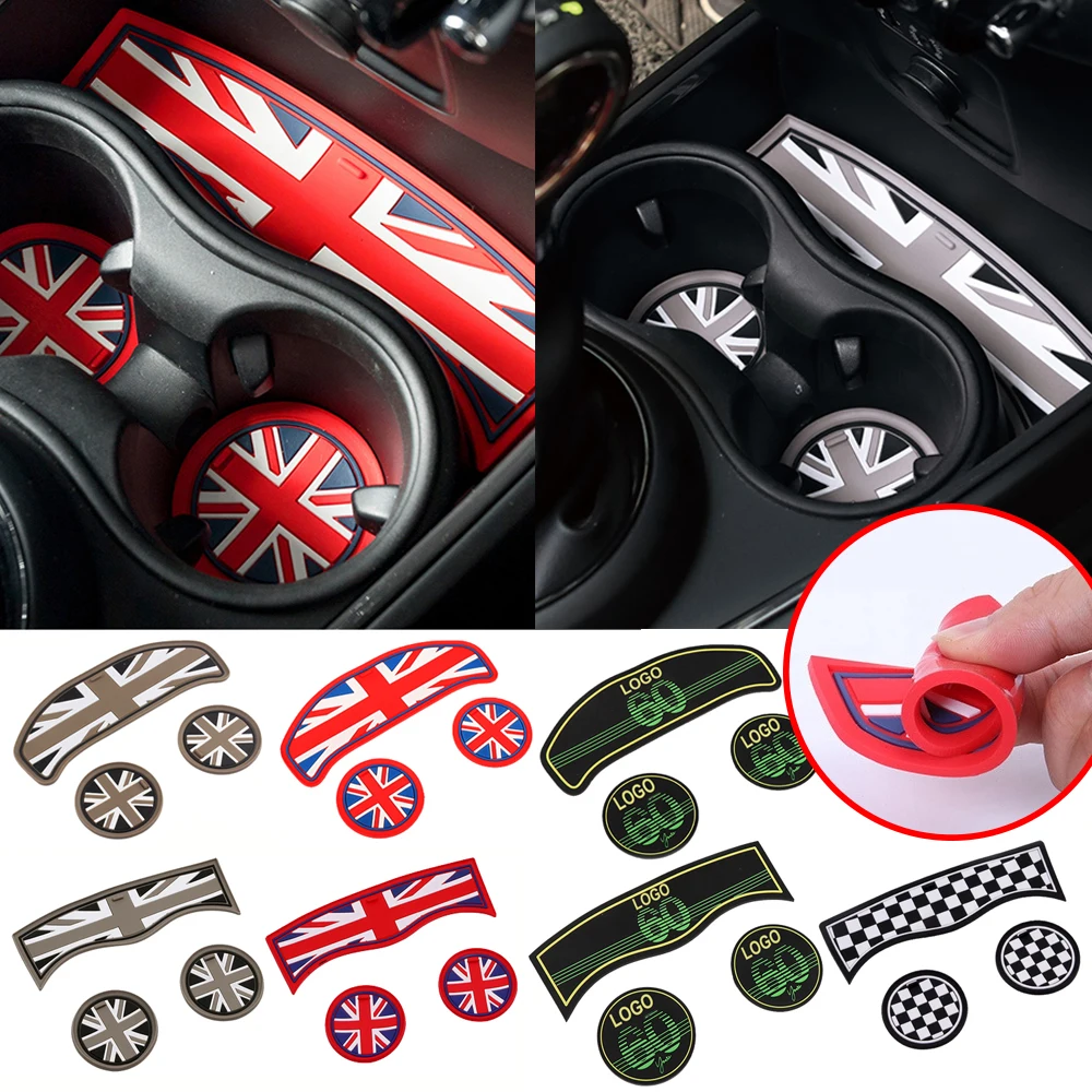 3pcs Car Cup Pad Groove Coaster Auto Non-slip Mat Pad For Mini Cooper S JCW Clubman F54 F55 F56 F60 Countryman Car Accessories