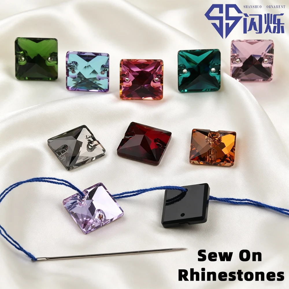 SS Square Multicolor Rhinestones Charms Premium Crystal Glitter Strass Hand-Sewn DIY Supplies For Bags Dress Shoes Jewelry
