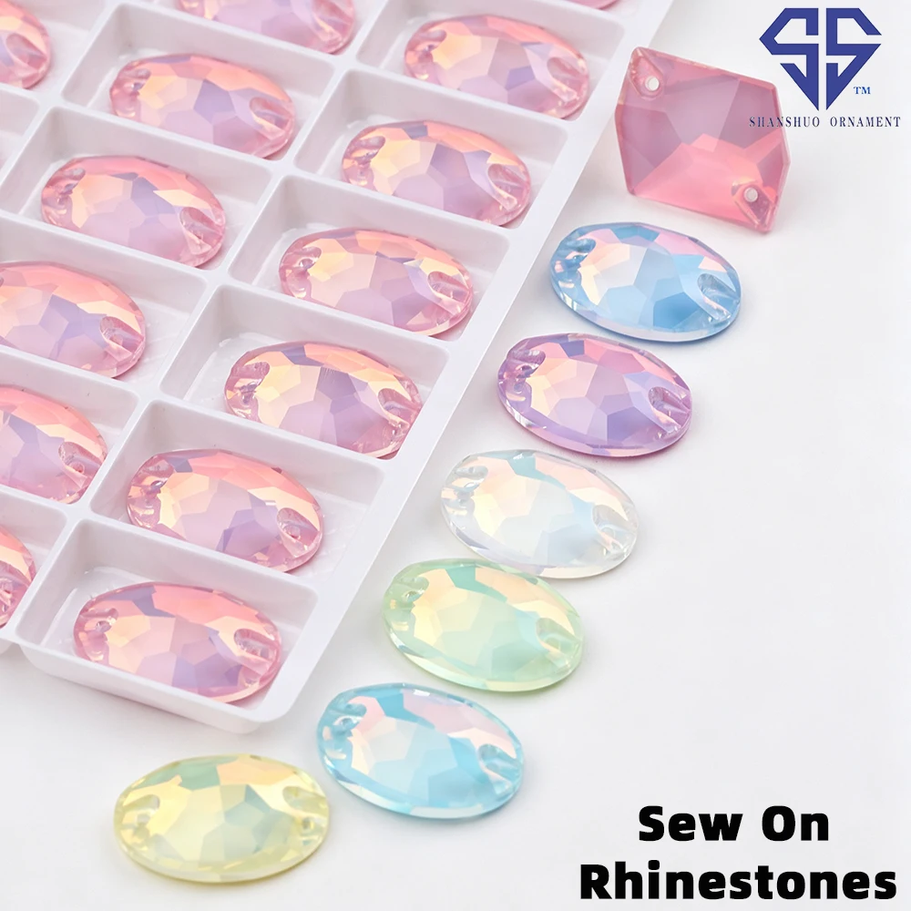 SS Mocha Oval Shape Sew On Rhinestones Charms Premium Diamond Crystal Glitter DIY Sewing Supplies For Bags Dress Shoes Jewelry