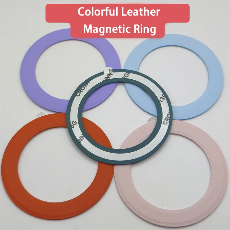 2024 New Leather Magnetic Ring For Magsafe Universal Metal Sticker Support Wireless Charger Plate Sheet for Magnet Car Holder
