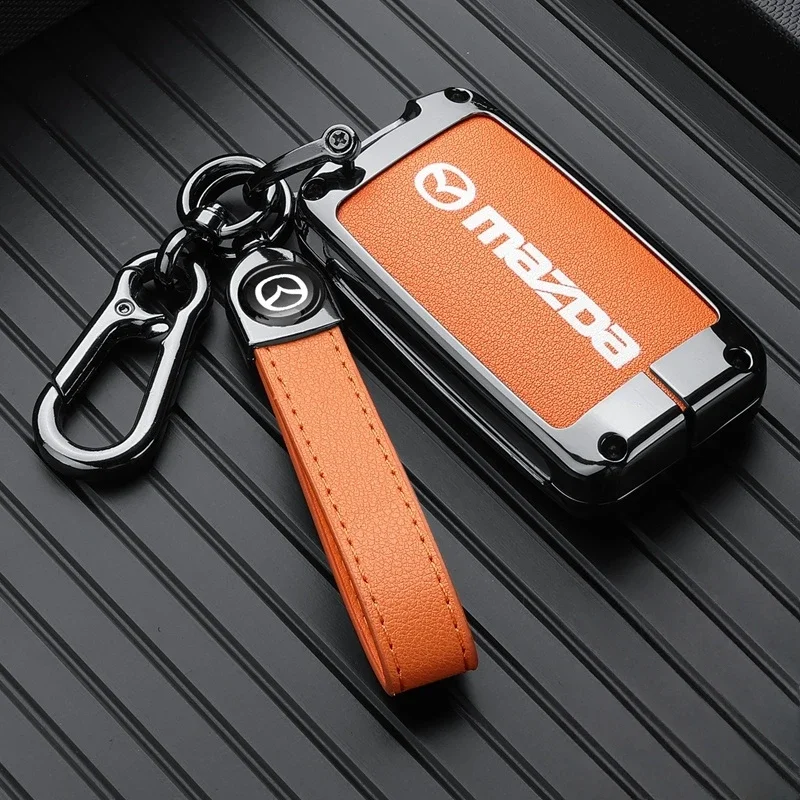 Leather Car Smart Key Case Cover Shell For Mazda 3 5 6 SKYACTIV Axela Atenza CX30 CX5 CX8 CX9 MX5 RX8 RX7 BT50 Keychain Protecto