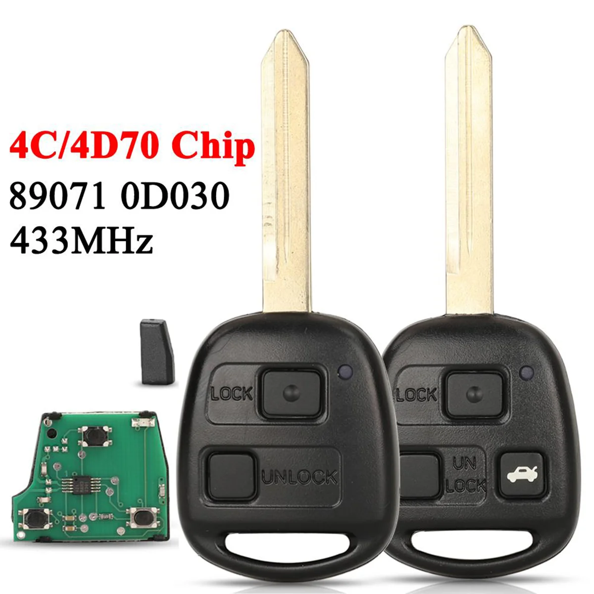 Smart Remote Control Car Key 433MHZ 4C Chip For Toyota Yaris Avensis Corolla Carina ETC P/N: 89071-05010 Fob TOY47