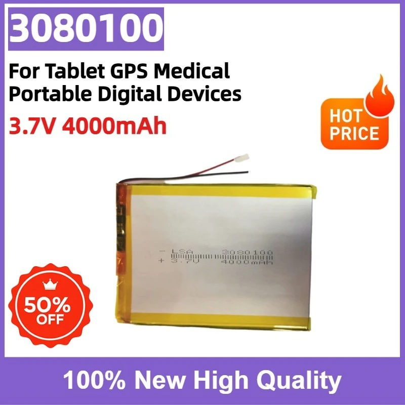 3080100 3.7V 4000mAh Rechargeable Lithium Polymer Battery Replacement for Tablet GPS Medical Portable Digital Devices