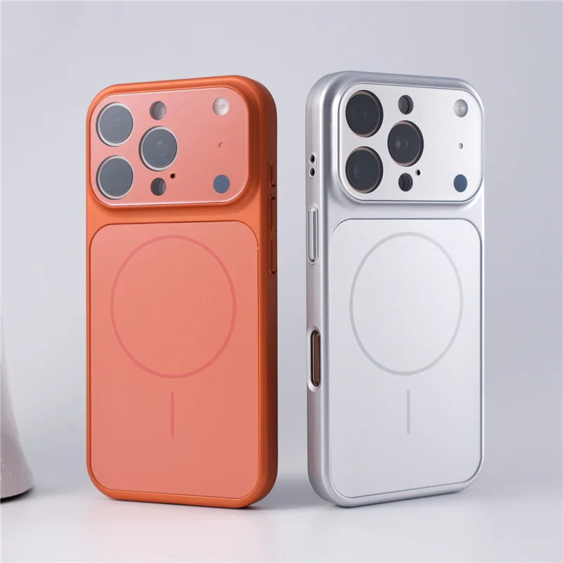 Full Camera Lens Protection Matte Plating for Magsafe Case For iPhone 17Air 15 16 17Pro Max Hit Color Shockproof Hard Cover