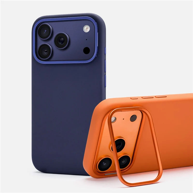 Luxury Camera Lens Holder Original Liquid Silicone Case For iPhone 17Pro Max Matte Soft Cover For Magsafe Magnetic Cover