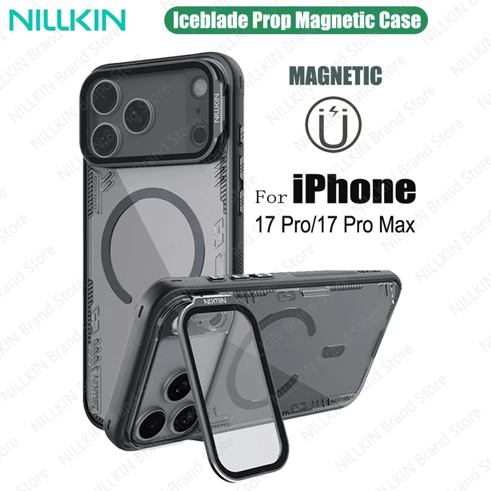 NILLKIN For iPhone 17 Pro Max Magsafe Case Iceblade Prop Phone Holder Camera Cover Transparent Magnetic Case For iPhone17 Pro