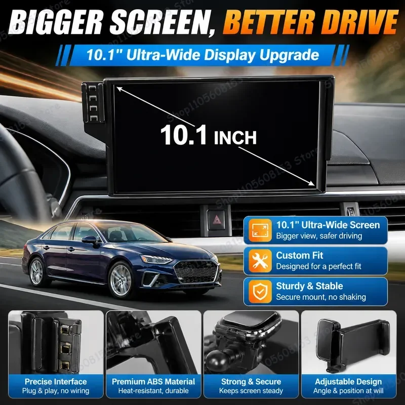 For Audi A4 2020 2021 2022 2023 2024 10.1 Inch Adjustable Clip On Phone Mount Car Holder Stable No Shake Dashboard Accessory