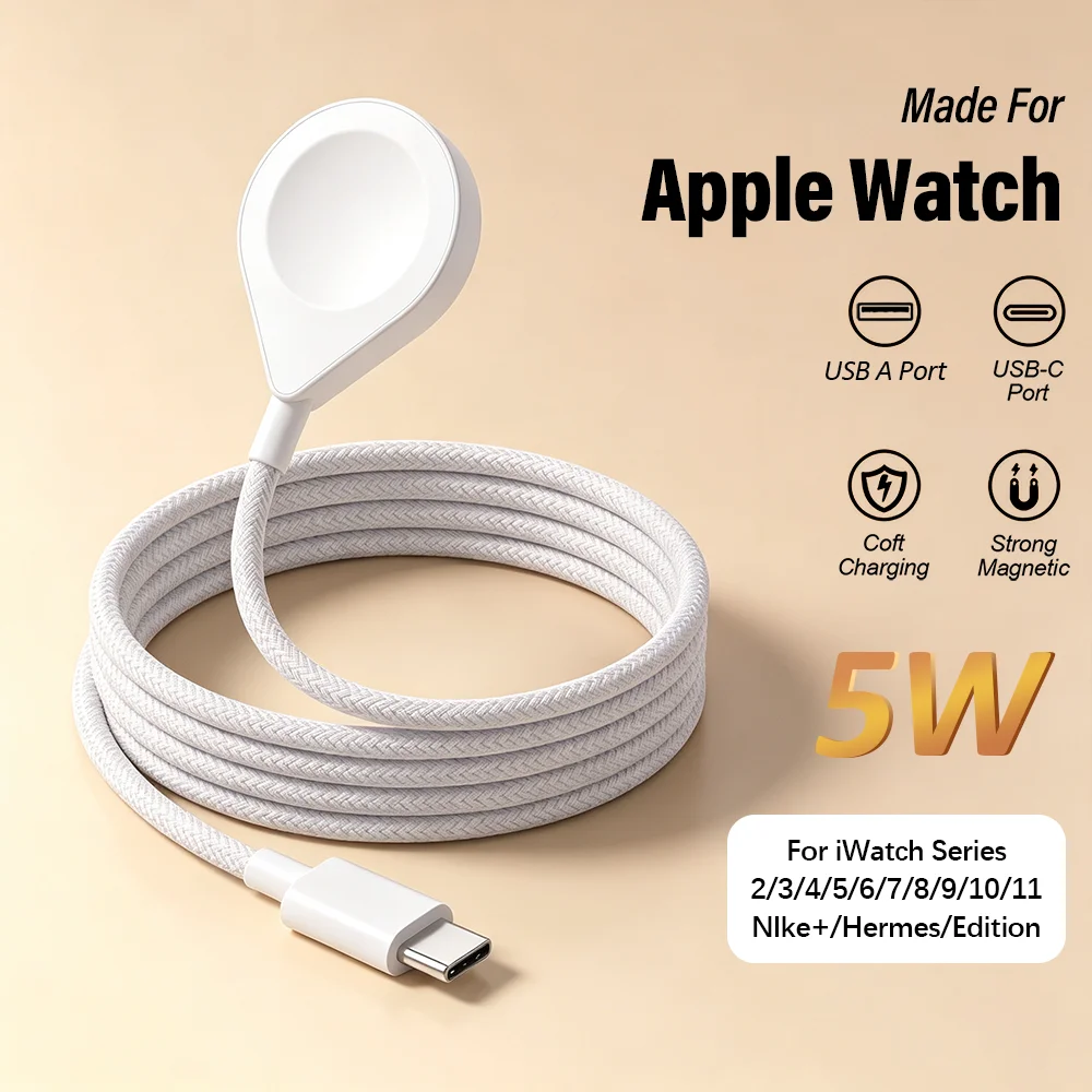 For Apple Watch Charger USB C Magnetic Wireless Fast Charging Cable for iWatch 11 10 9 8 7 6 5 4 3 2 SE/2 Ultra Charger Portable