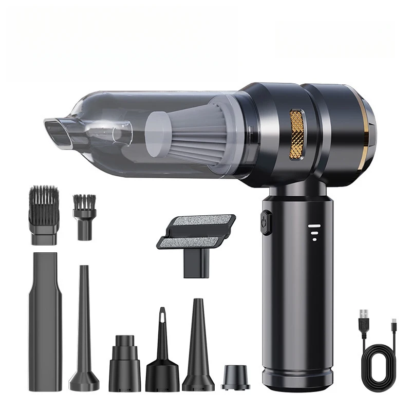 2-in-1 Portable Car Vacuum Cleaner Strong Suction Handheld Dust Blower Inflator 6000mAh Battery Home Car Dual Use