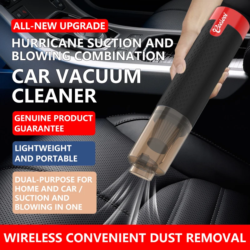 Car Vacuum Cleaner Mini Handheld Auto Vacuum Cleaner Powerful Suction Blow & Vacuum 2 In1 For Home & Car & Office