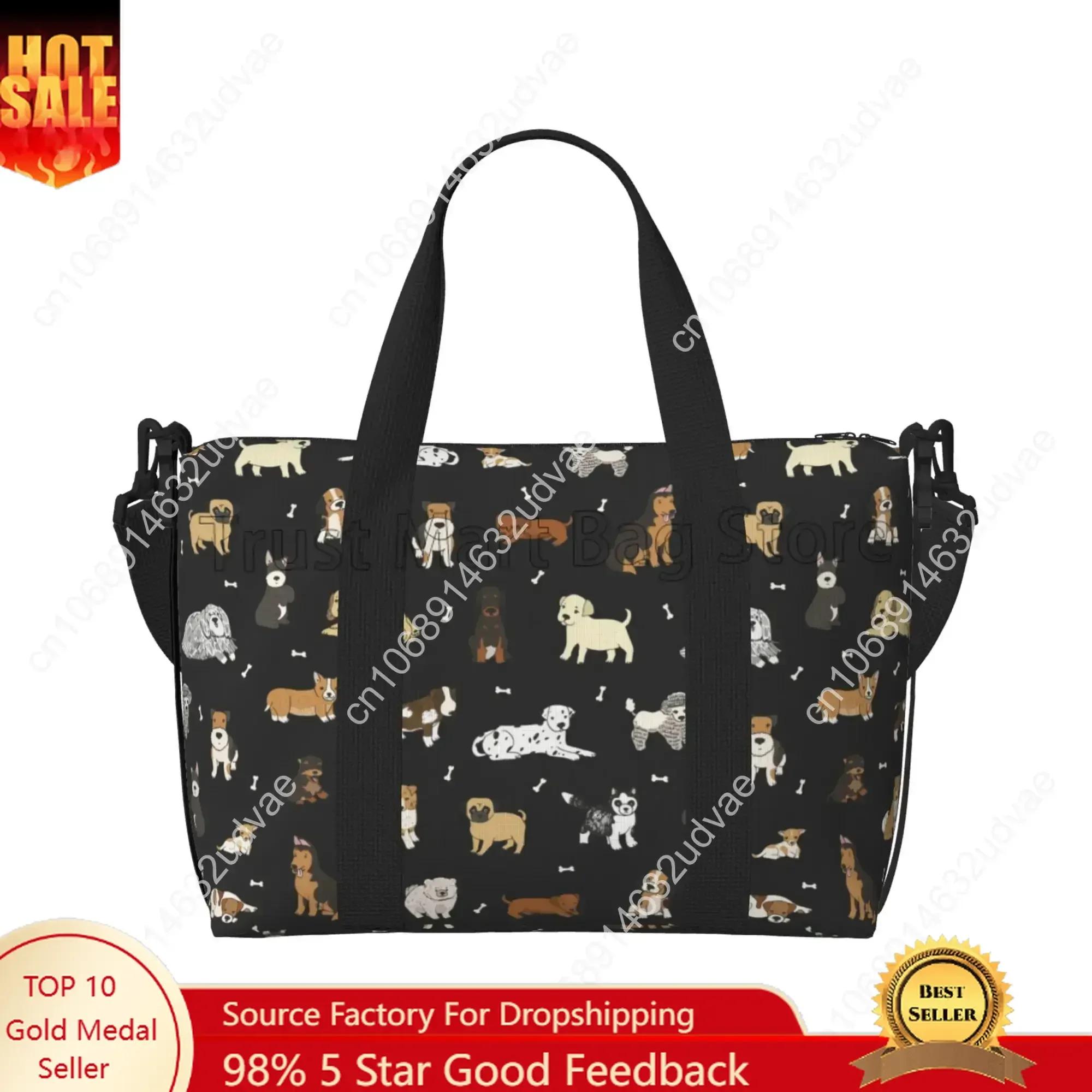 Cute Doodle Dog Puppy Animal Travel Duffle Bag Sports Gym Bag Foldable Luggage Bags Multipurpose Portable Waterproof Tote Bags