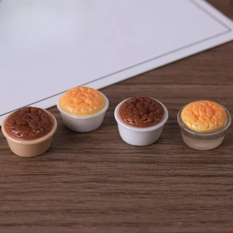 3pcs Mini Cheese Pudding Dessert Model Simulation Food Dollhouse Kitchen Accessories Resin Tiny Food Miniature Home Decoration