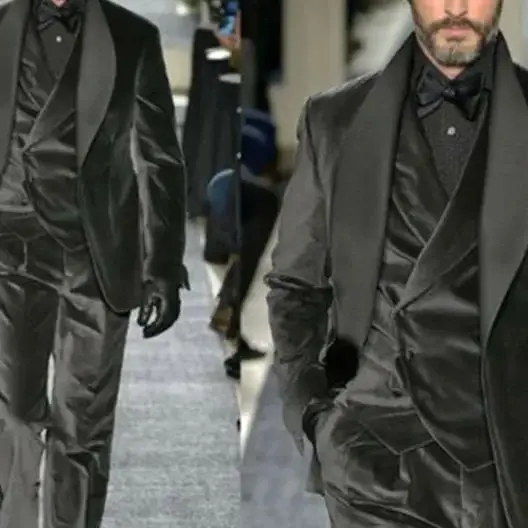 Black Velvet Men Suits Custom Made 3 Pieces Blazer Pants Vest Formal Prom Wedding Groom Gentlemen Male Clothing Costume Homme