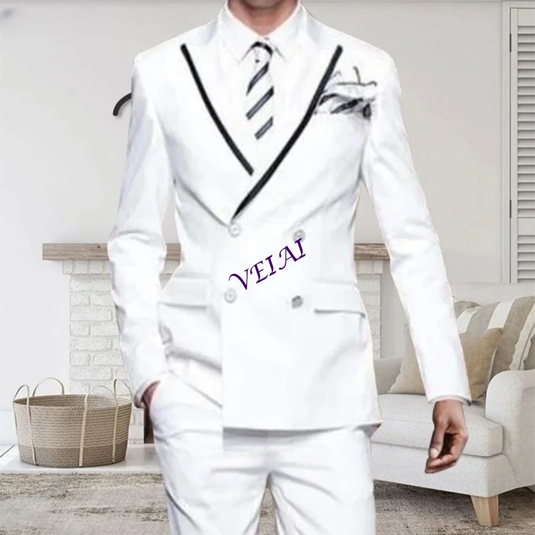 Customized Men's 2-Piece Formal Suit with Peaked Lapel Flat Collar Regular Fit Includes Pants for Prom Wedding Party