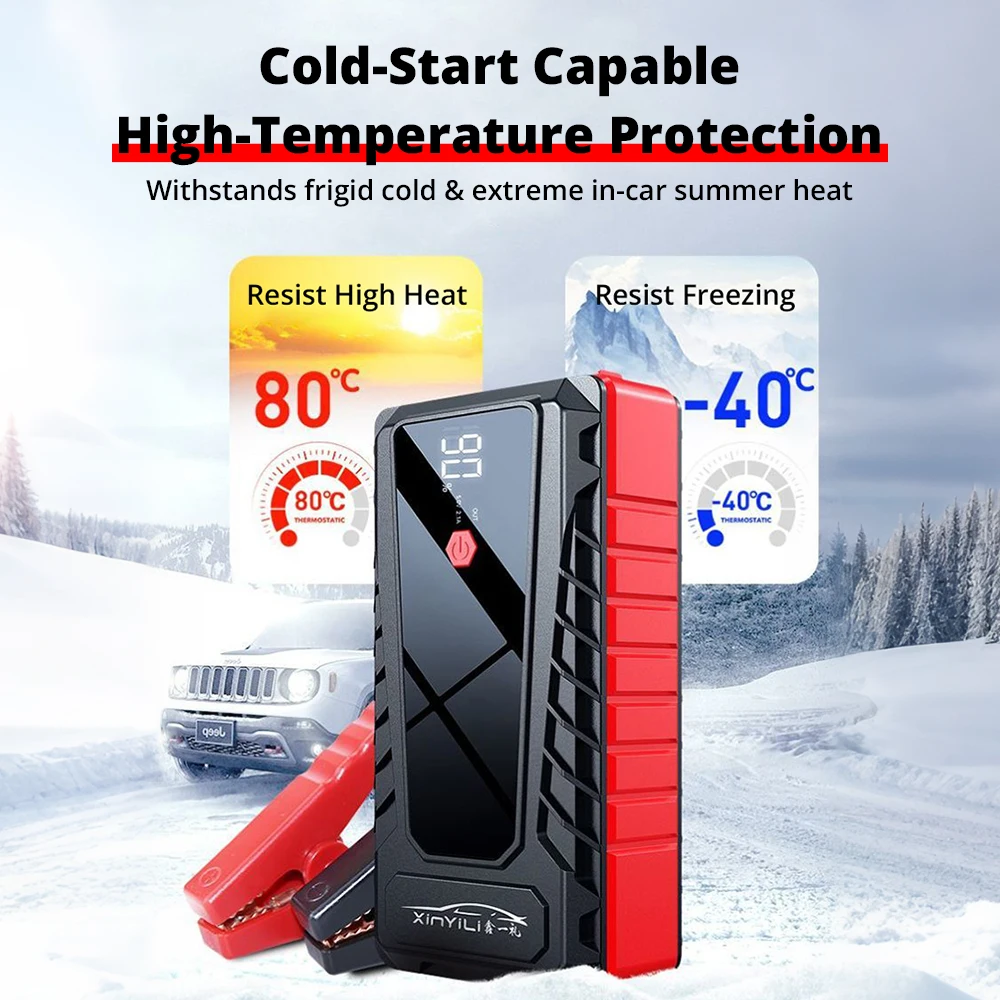4000A High-power Automobile Emergency Starting Power Supply Screen Safety Hammer Car Jump Starter Device Power Bank Accessories