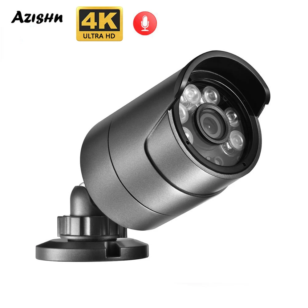 New 4K 8MP IP Camera Audio Outdoor POE H.265 Onvf Metal Bullet CCTV Home 4MP Array Color Night Vision Security Camera