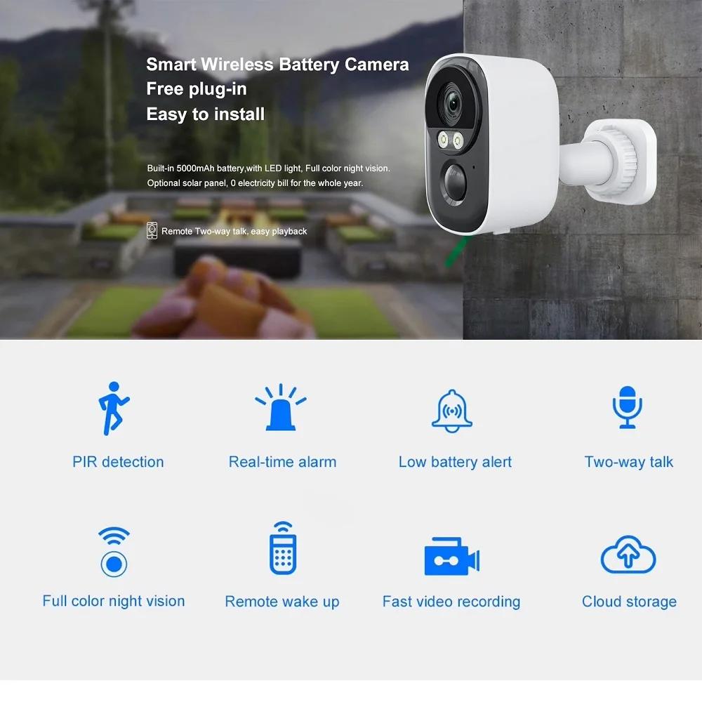 WIFI Tuya & Smart Living App IP Camera for Intelligent Home Security Outdoor Solar Version Waterproof