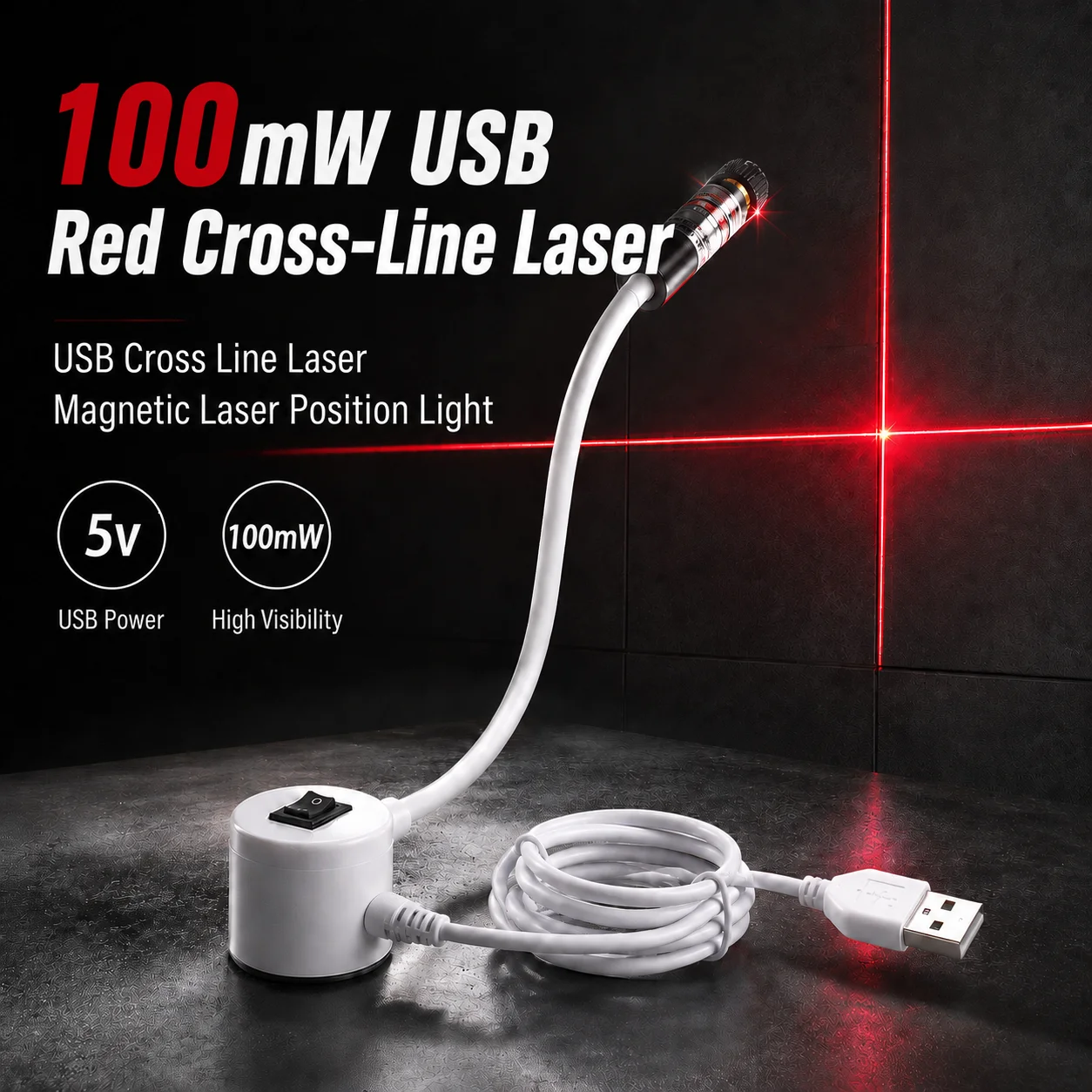 USB Red Laser Positioning Light Infrared Working Lamp Cutting with Magnetic Base DC5V Line/Cross Sewing Machine Accessories