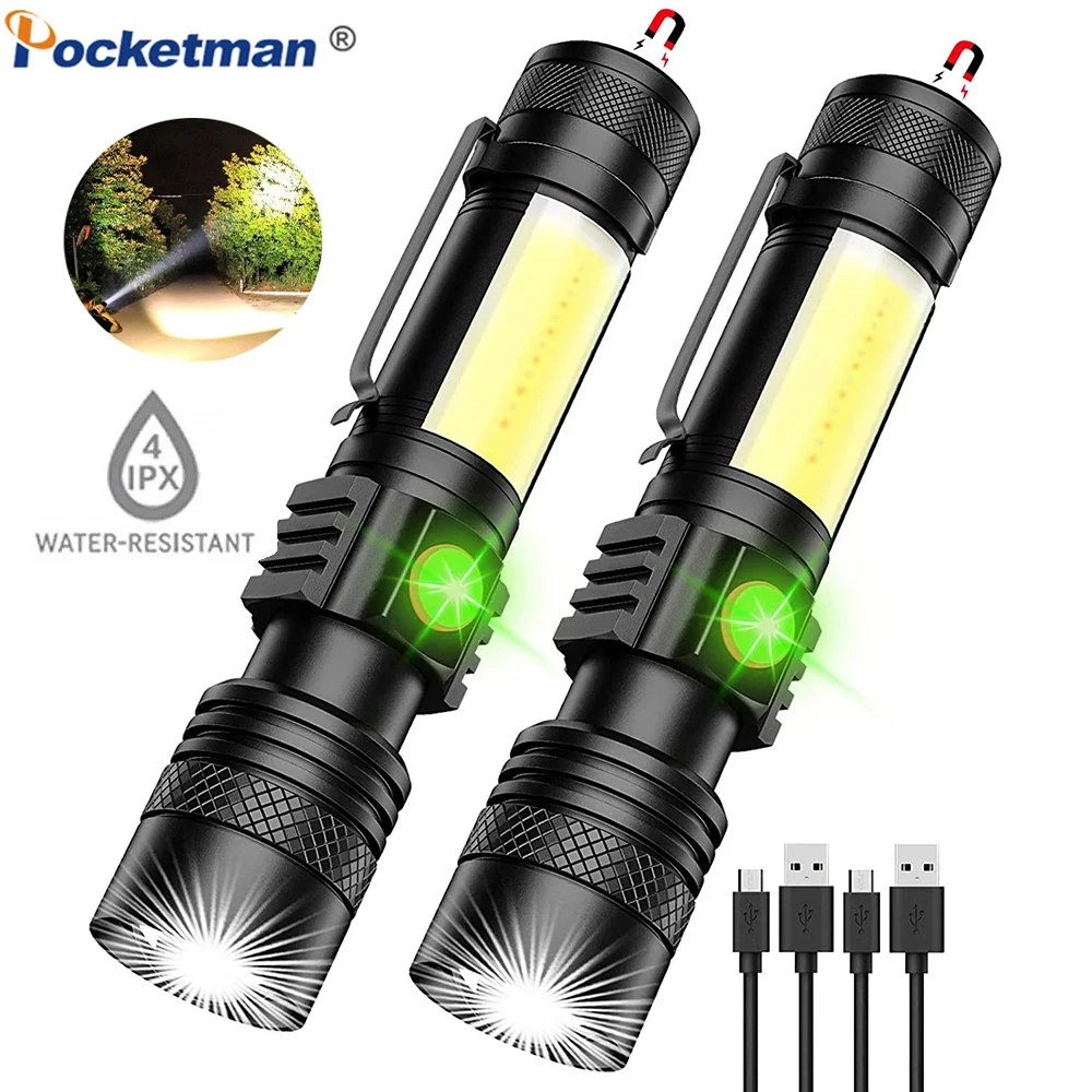 Pocketman LED Flashlight Zoom Torch Aluminium Alloy Tactical Flashlights 18650 Rechargeable Flashlight Waterproof Torch