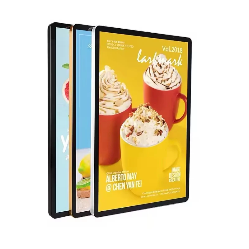 Ultra-thin LED Magnetic Light Box Tempered Glass Aluminum Frame Light Box Restaurant Advertising Light Box Menu Poster Signboard