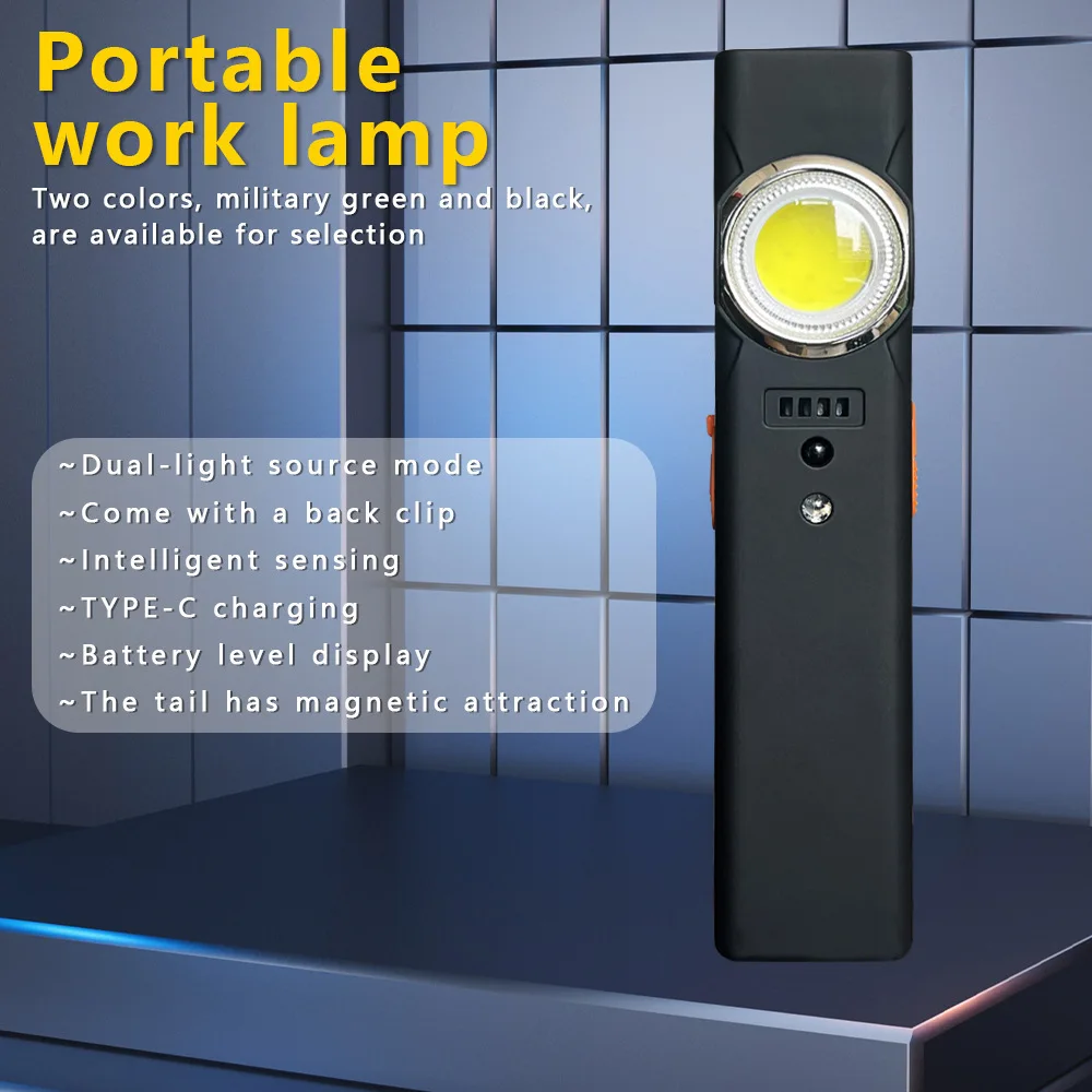 E2 Multi-functional Portable Mini Rechargeable Magnetic Work Light Outdoor Strong Dual Light Source edc Flashlight Rechargeable