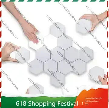 Modular LED Hexagon Wall Lamp, Creative Honeycomb Quantum Light Panels White ABS Magnetic DIY Atmosphere Wall Art with EU Plug