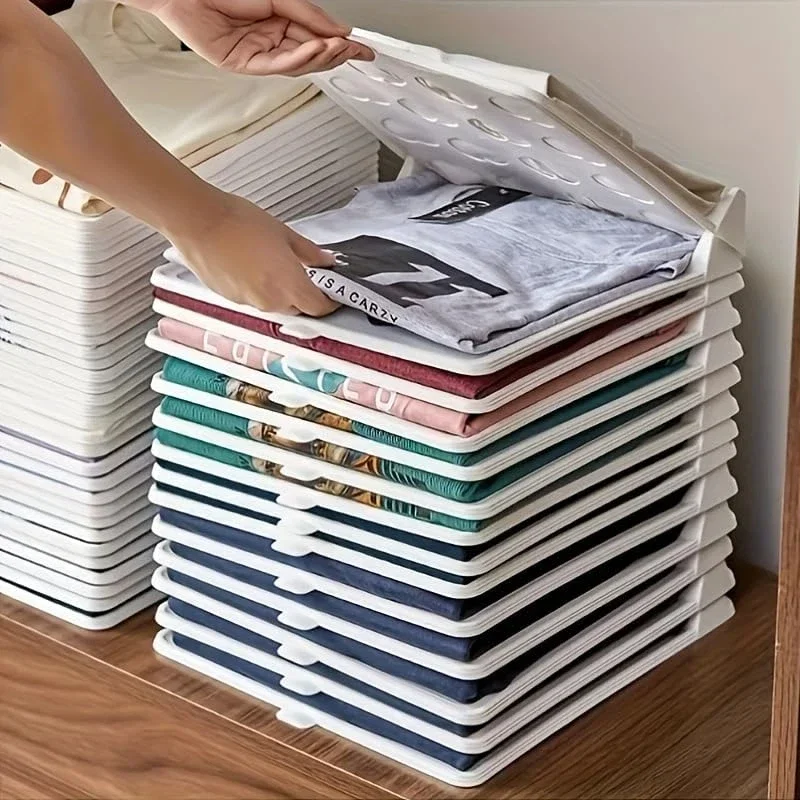 Stackable Shirt Organizer Boards Foldable Clothes Storage Space Saving Wardrobe Drawer Organizer for T Shirt Sweaters Closet Use