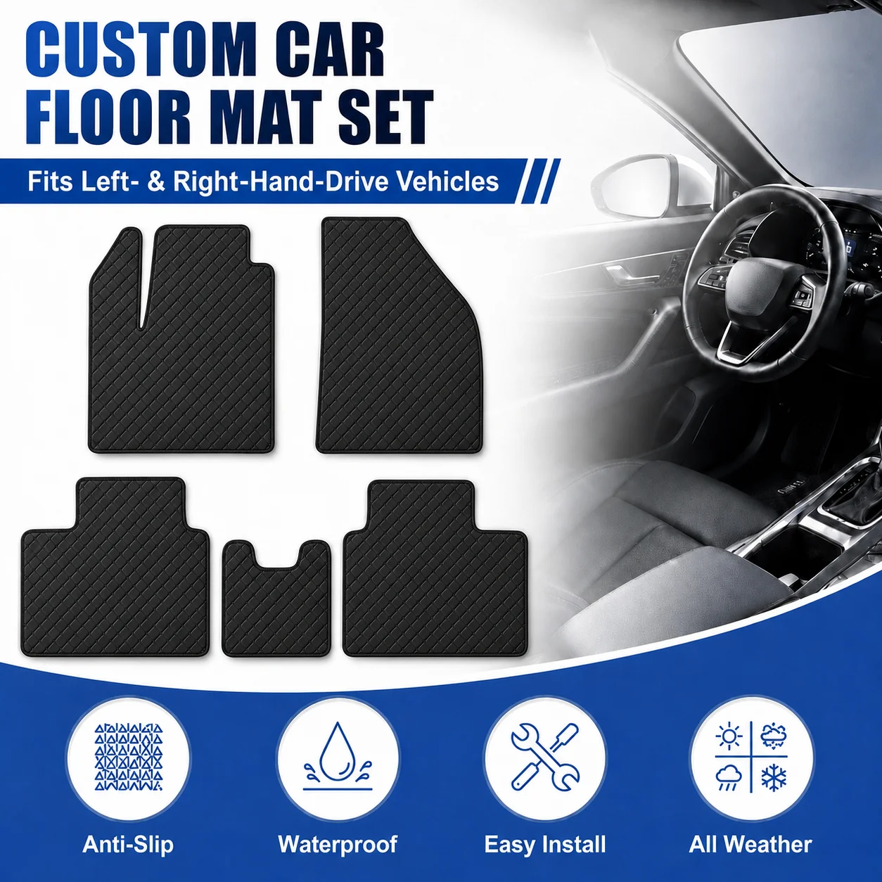 Customized Car Floor Mats for Dayun Yuehu S5 2024–Current All-Weather Waterproof Anti-slip Flat Floor Liners Auto Accessories
