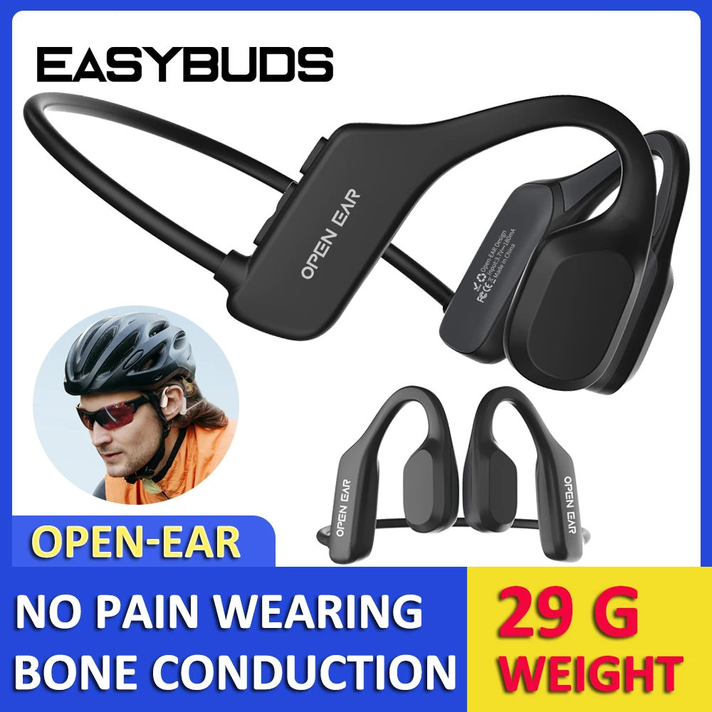 EASYBUDS Bone Conduction Headphone Sport Running Waterproof Bluetooth Headset Open Ear Wireless Earphones With Mic For Cycling