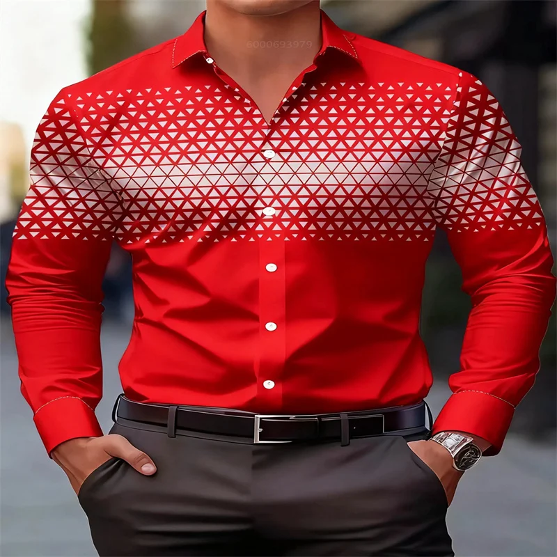 New men's red shirt 3D printing evening dress daily shopping men's shirt comfortable and soft super large size fast delivery