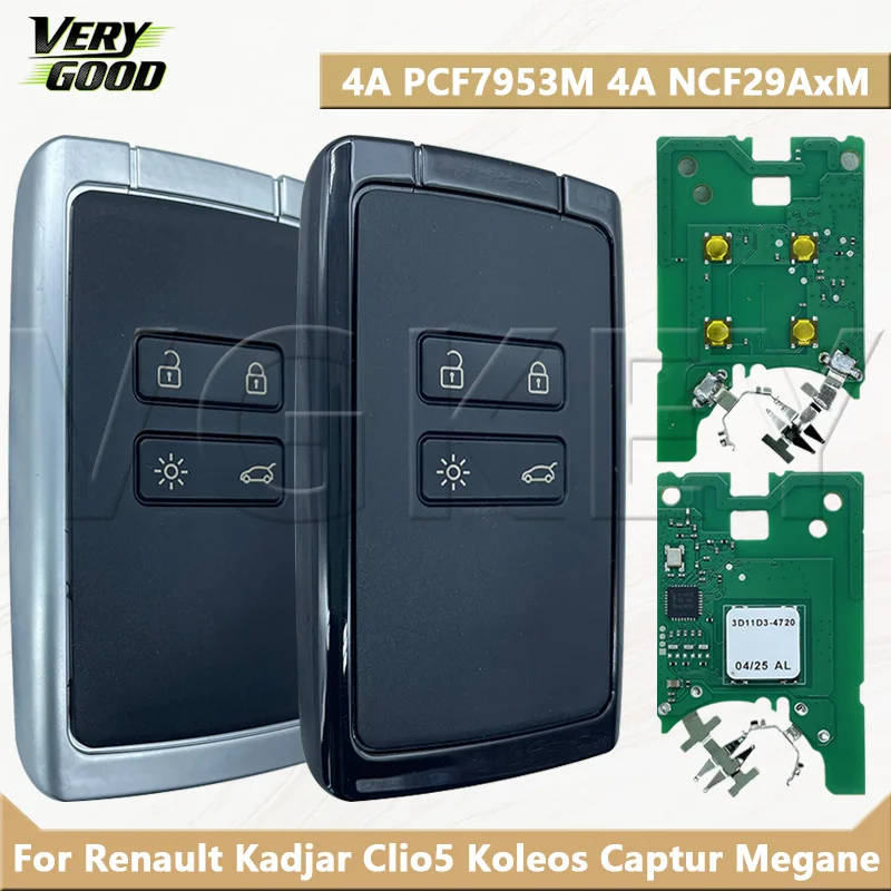 VG KR5IK4CH-01 4A PCF7953M NCF29AxM 433MHz Car Smart Key For Renault Megane IV Kadjar Clio5 Zoe2 Koleos Captur Scenic Talisman