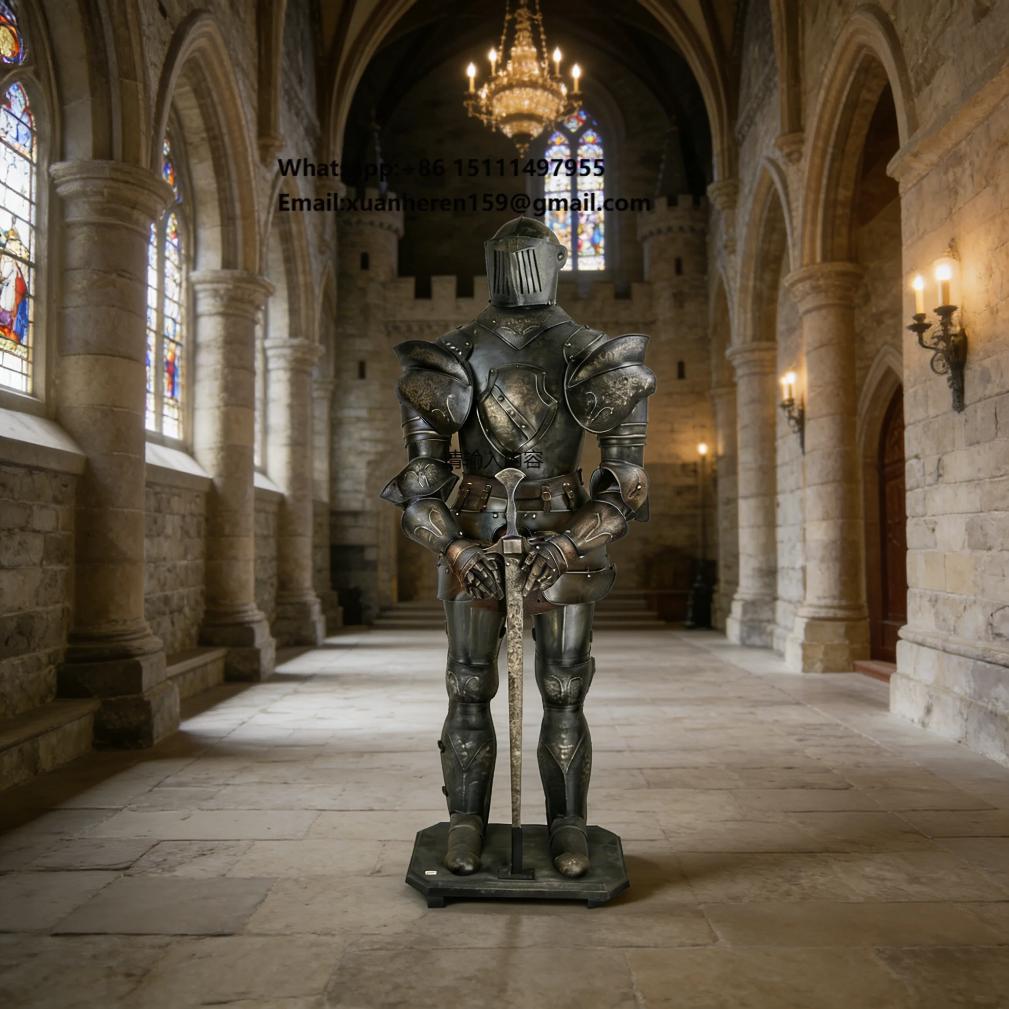 Best Selling Custom Medieval Metal Knight Ancient Armor Costume with Die Cutting Printing for Home Decoration
