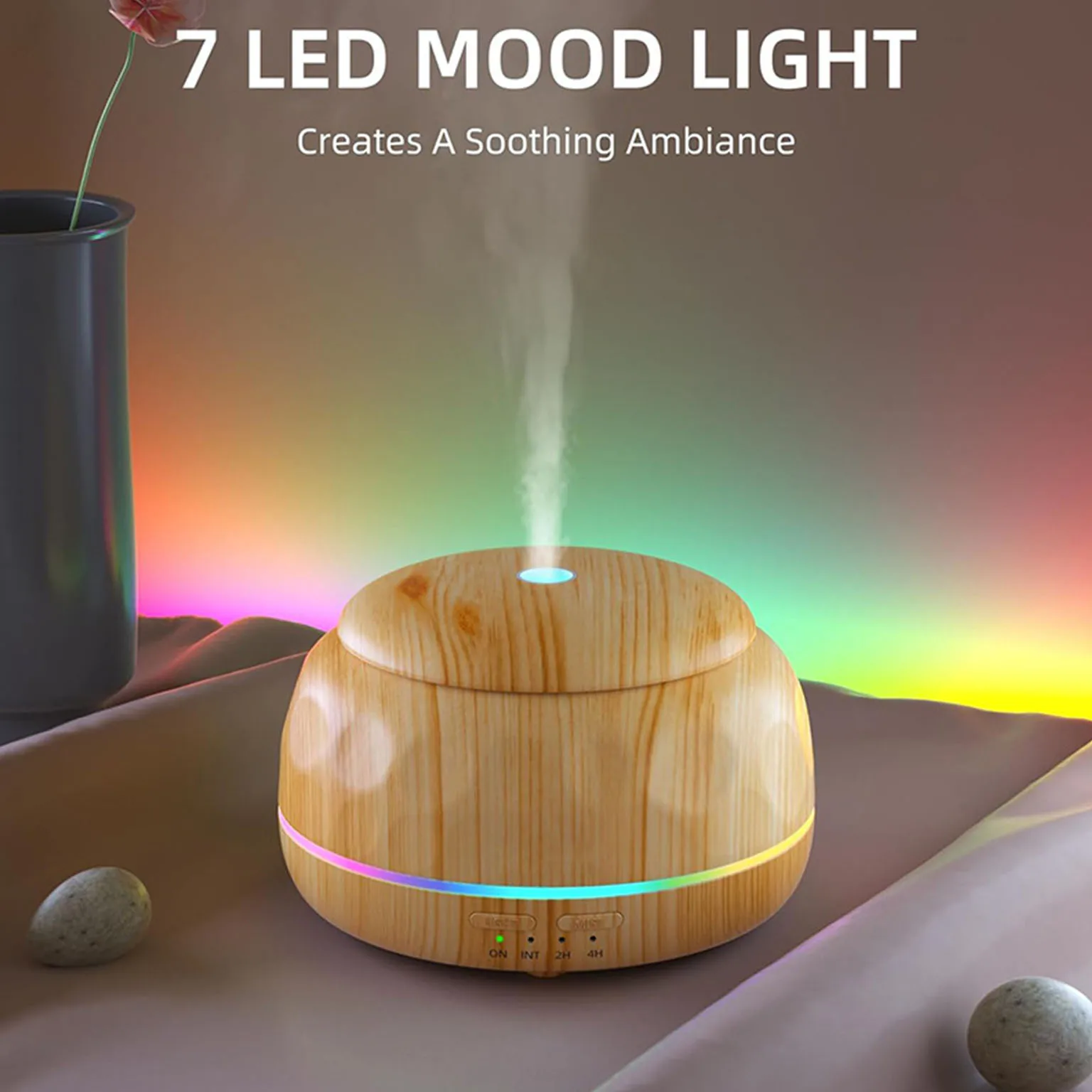 Essential Oil Diffuser Air Humidifier Aroma Machine for Room, Remote Timer Ultrasonic Aomizer USB LED Mood Light 300ML