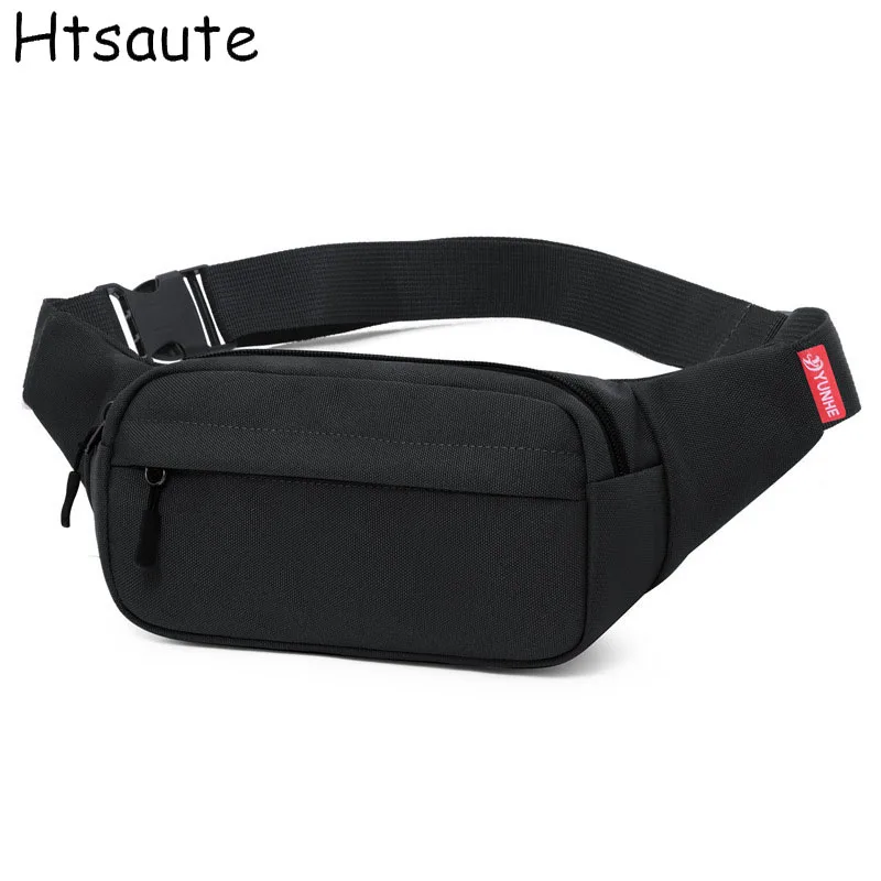 Solid Men's Crossbody Bags Male Chest Funny Packs Y2K Shoulder Bags Messenger Bags Man Travel Hiking Packs Satchel Black