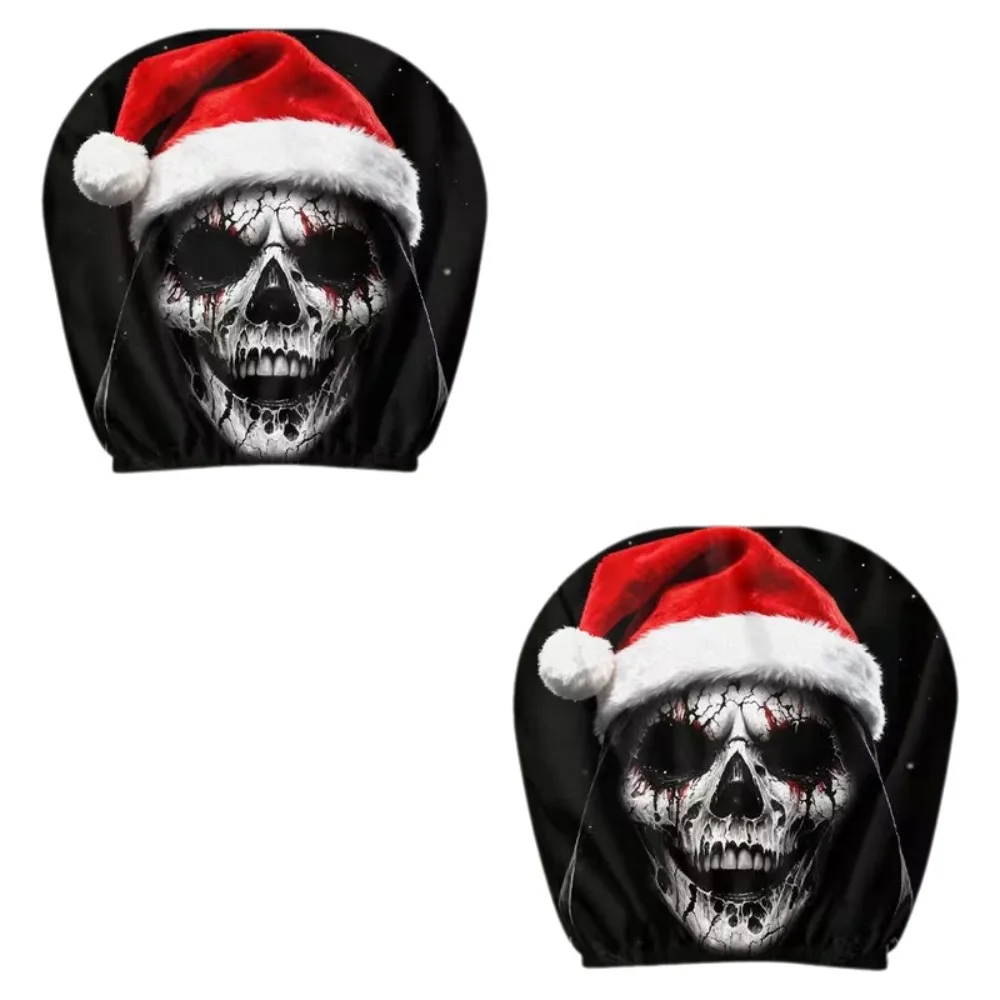 2Pcs 2D Stretch Car Headrest Covers Halloween Accessories Ghost Headrest Covers Funny Elastic Neck Pillowcase Universal Fit