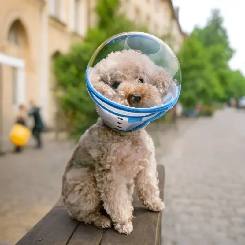 Adjustable Dog Head Cover Elizabeth Circle Full Wrap Deepened Anti-Lick Space Dog Hoodie for Walking Dogs Teddy Bichon Bear D...