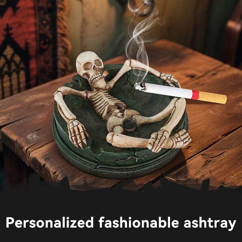 Creative Skull Ashtray, Household Desktop Decorative Ashtray, Ash Tray for Home, Hotel, Bar, Office