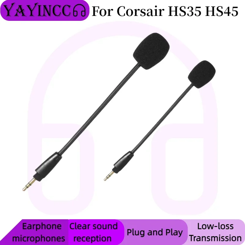 YAYINCC Replacement Gaming Mics 3.5mm Game Microphone For Corsair HS35 HS45 Detachable microphone rod plug and play MIC 11.1