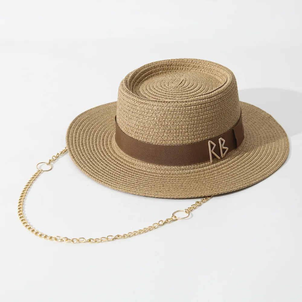 Summer Straw Hats for Women Ribbon Decoration Elegant Ladies Party Dress Hats Travel Beach Sun Hat Chapeau Femme