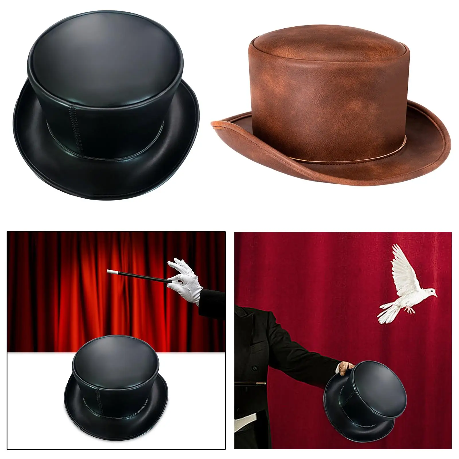 Medieval Knight Hat Steampunk Funny Men Women PU Leather Adults Medieval Top Hat for Party Carnival Fancy Dress Travel Nightclub